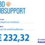 Rabo Clubsupport cheque Kapel van Coelhorst